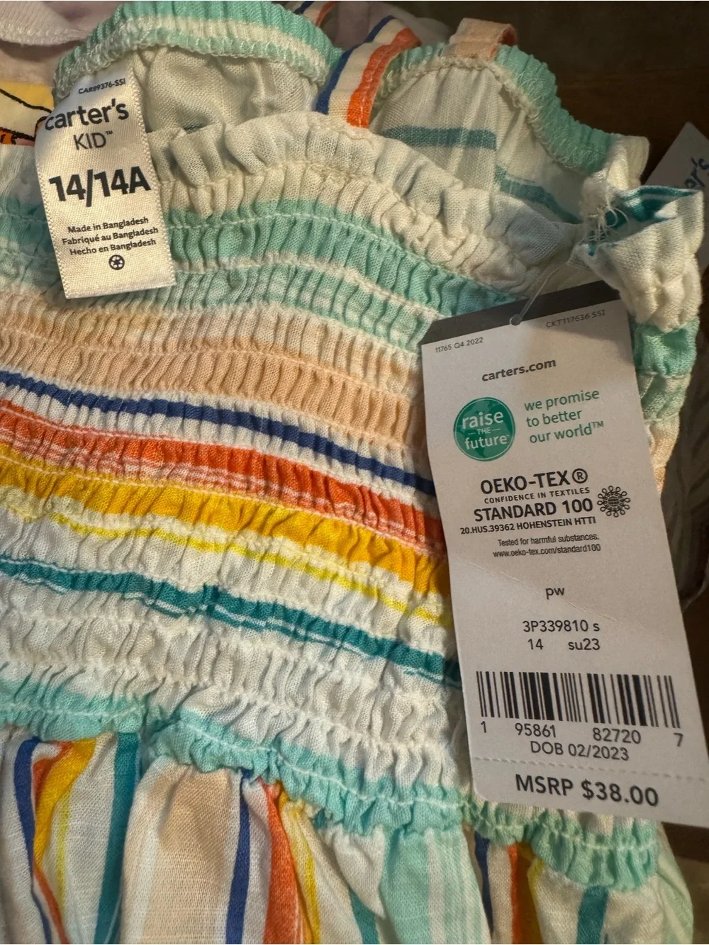 Carter's Multicolor Striped Sundress in Mint, Yellow & Coral